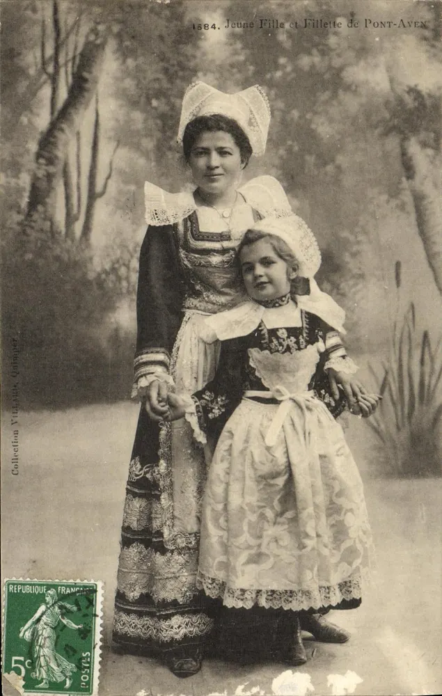 Junge Mädchen und Kind aus Pont-Aven — Sammlung Y. Léaquin, Quimper — n° 1884 - Vorderseite
