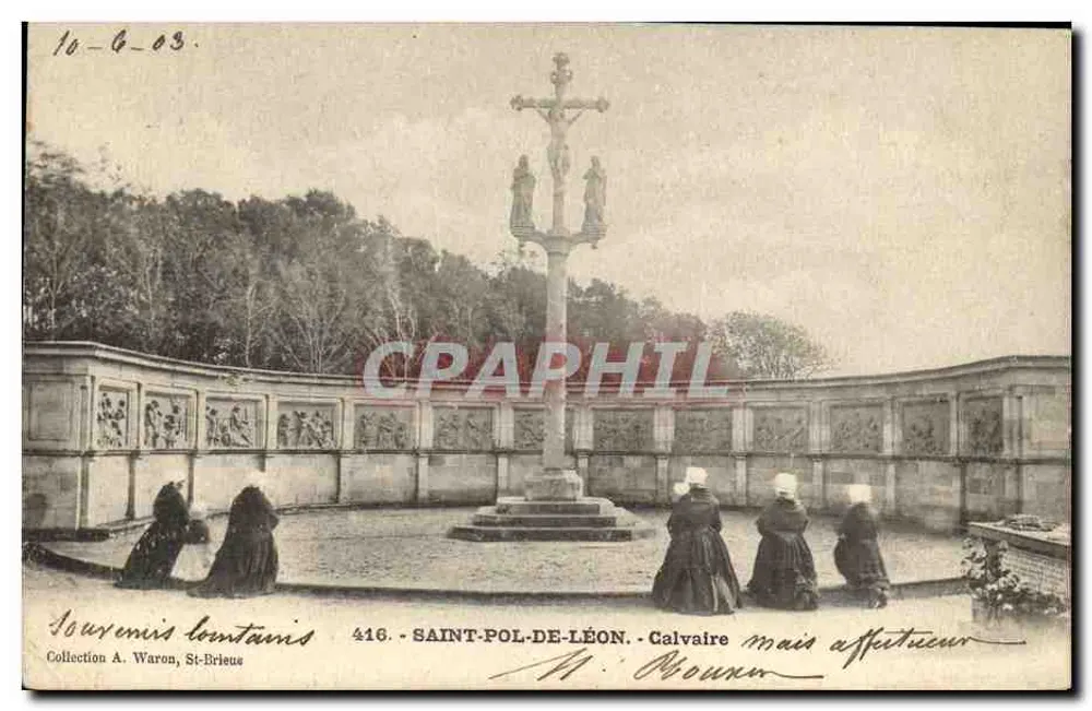 Saint-Pol-de-Léon - Calvário mas afetador — Coleção A. Waron, St-Brieuc, n° 416 - Frente