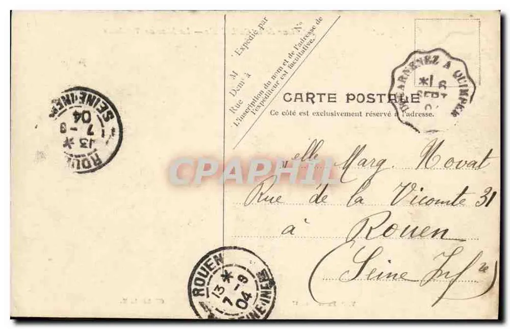 Innenansicht der Kathedrale — Die Abnahme vom Kreuz — Quimper — V.P. Paris Nr. 17 - Rückseite