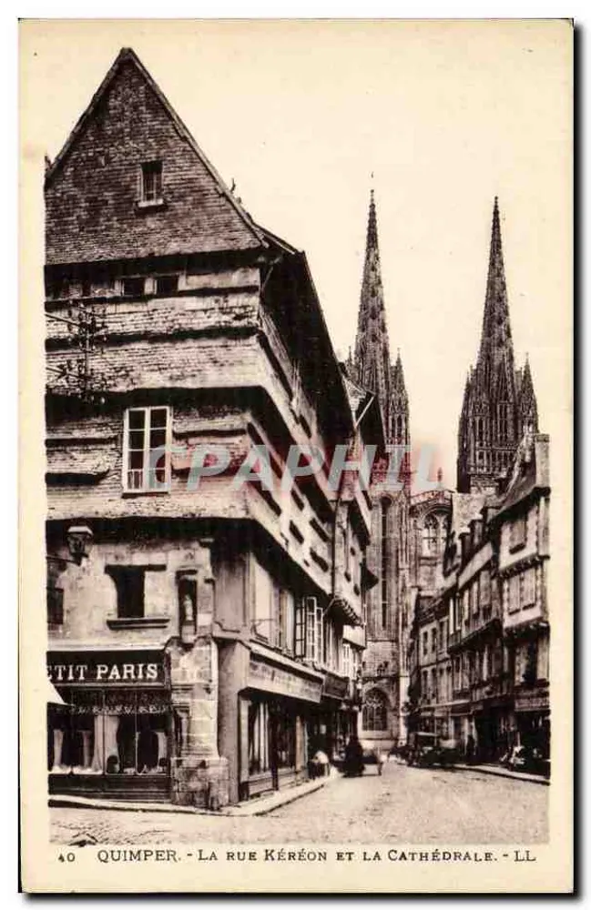 Quimper - Straße Kéréon und die Kathedrale - LL - Vorderseite