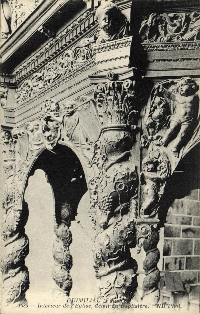 Innenraum der Kirche, Detail des Taufbeckens — Guimiliau (Finistère) — ND Phot. - Vorderseite