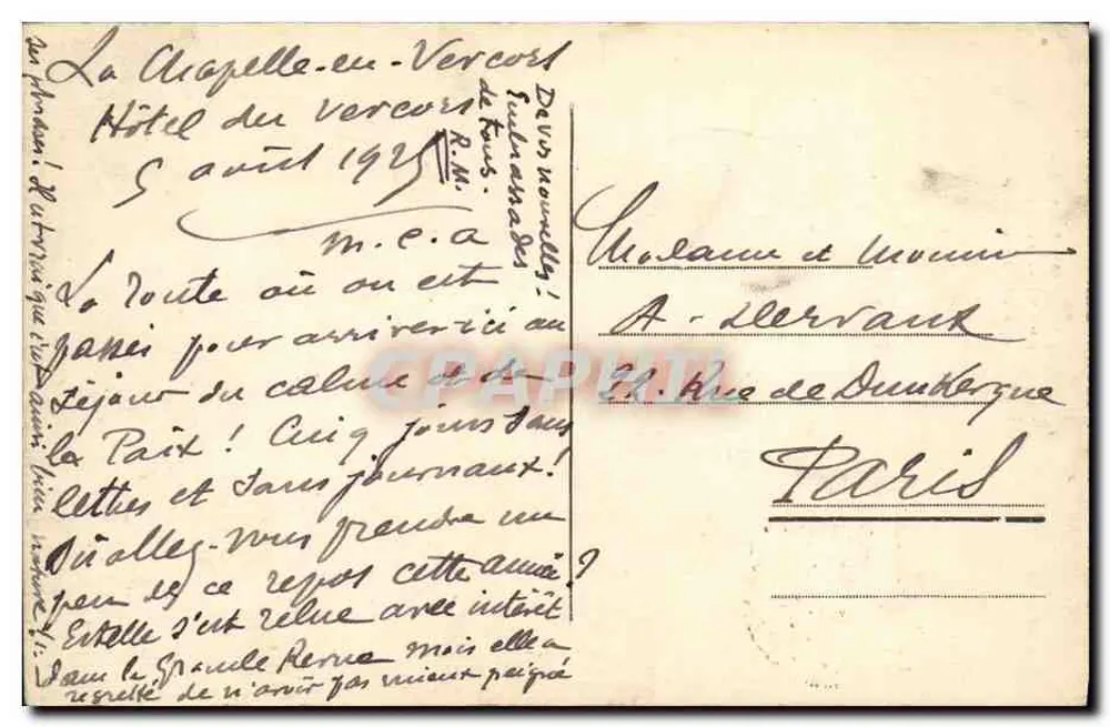 Rota dos Grandes-Goulets (Drôme) — Cachoeira da Vernaison — Editor não identificado, n° 101 - Verso