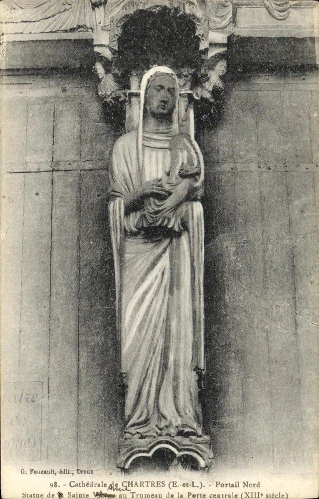 Statue der heiligen Anne — Kathedrale von Chartres — Nordportal — 13. Jahrhundert — G. Foucault, Verlag, Dreux - Vorderseite