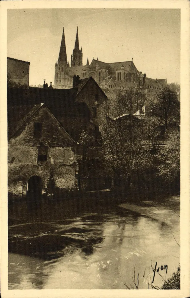 Chartres — Manhã de Primavera às Margens do Rio Eure — Les Éditions d'Art Yvon - Frente