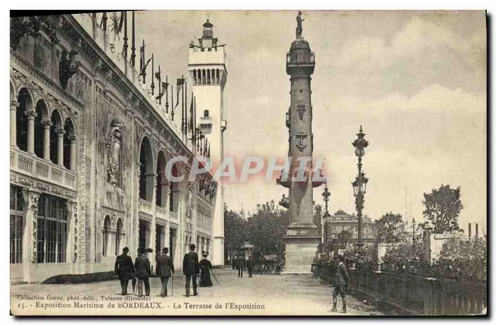 Maritime Ausstellung von Bordeaux — Die Terrasse der Ausstellung — Collection Goree, phot.-edit., Talençoe (Gironde) - Vorderseite