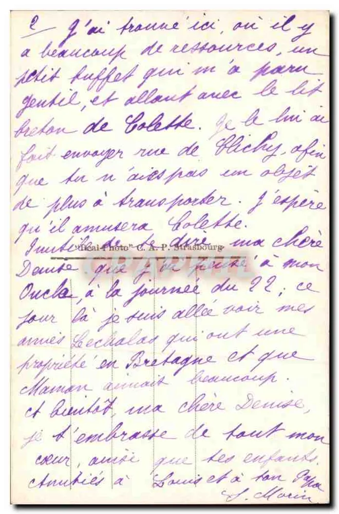 Cancalé — Die Felsen der Pointe du Gouin von der See gesehen — Verlag C.A.P. Straßburg, Nr. 18 - Rückseite