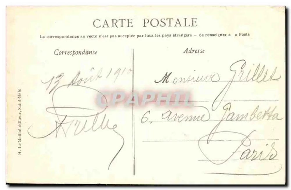 Dinard - La Cale - In der Ferne, Saint-Malo — H. Le Mallot, Verleger, Saint-Malo, Nr. 1403 - Rückseite