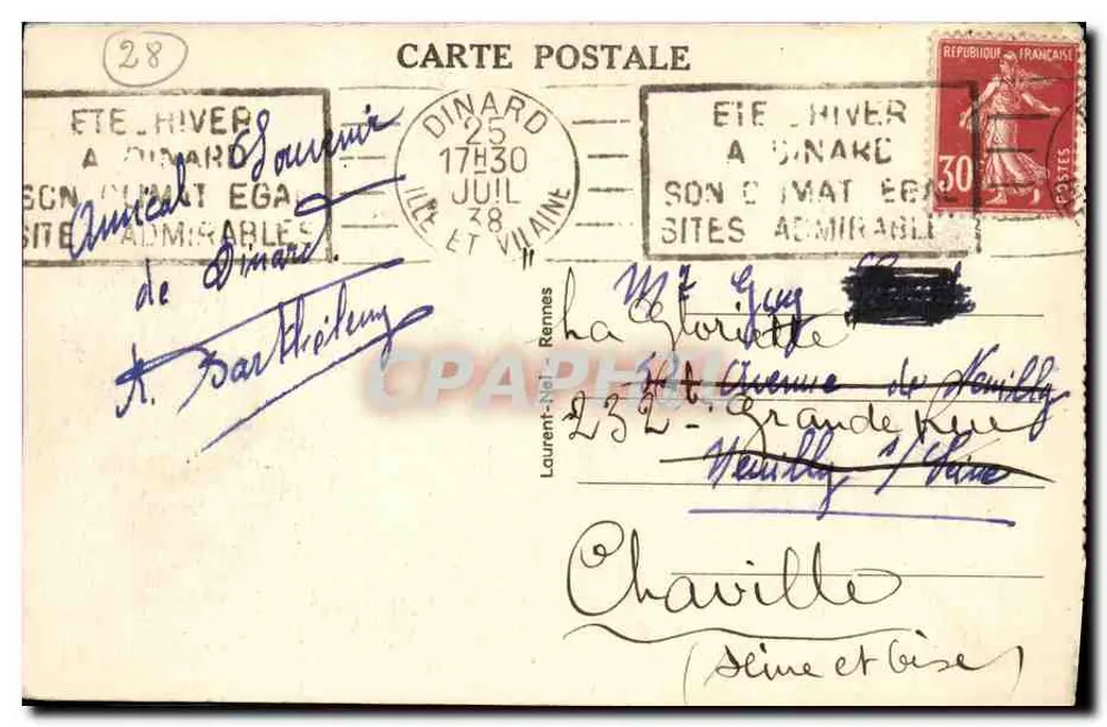 Dinard — Der Hafen und der Promenade Clair-de-Lune — Verleger Lorie, n° 1467 - Rückseite