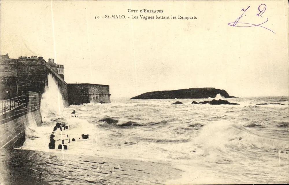 St-Malo - Côte d'Émeraude - Wellen prallen gegen die Mauern — Sammlung H. D. - Vorderseite