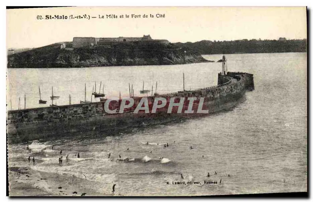 St-Malo (I.-et-V.) — Der Môle und das Schloss der Stadt — n. Lamiré, Verleger, Hennebont - Vorderseite