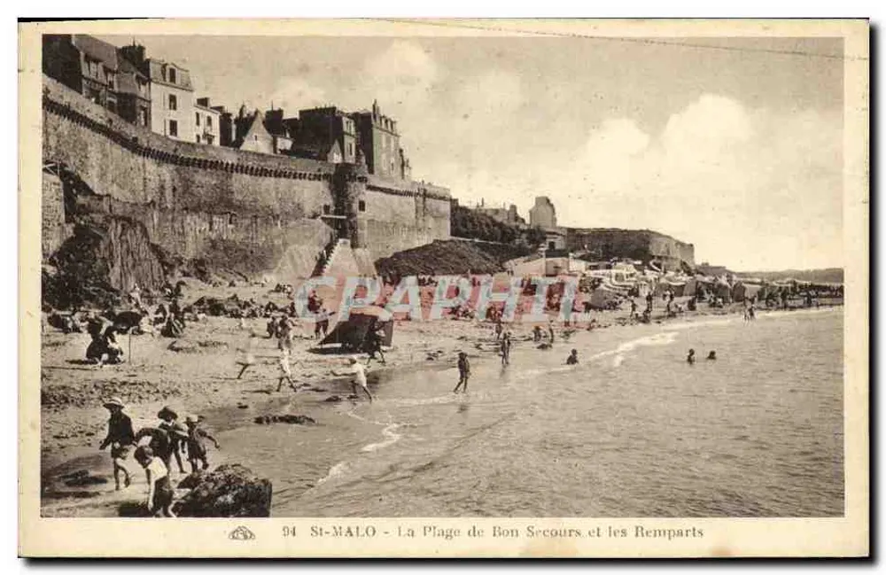 St-Malo - Die Strand von Bon Secours und die Mauern — Verleger 'Les Arts Photographiques' n°94 - Vorderseite