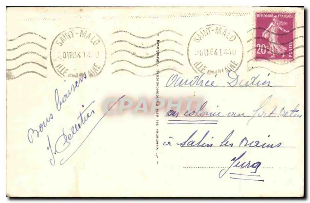 St-Malo - Le Quai des Terreneuves — Ansicht von Segelbooten — Verlag A.H. Nr. 109 - Rückseite