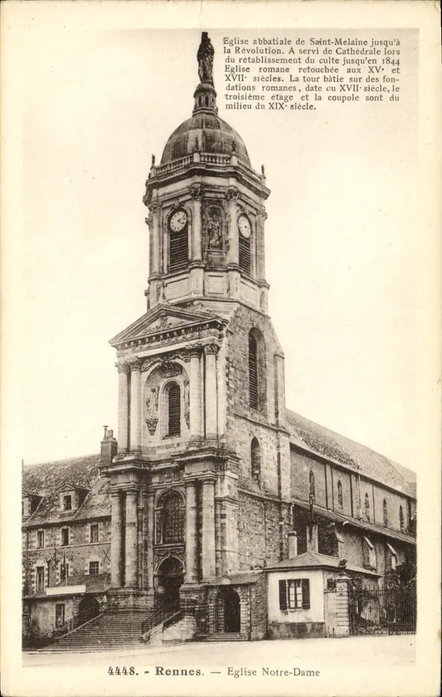 Igreja de Nossa Senhora — Rennes — Igreja abbatial de Saint-Melaine, torre e cúpula do século XIX - Frente
