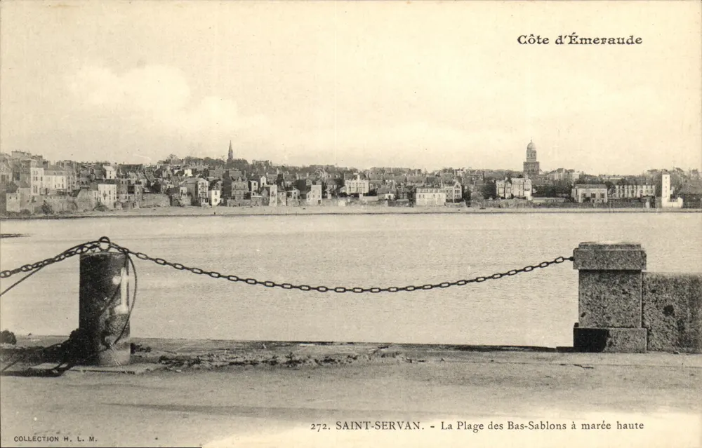 Saint-Servan - A Praia dos Bas-Sablons com maré alta — Costa da Esmeralda, n°272, Coleção H. L. M. - Frente
