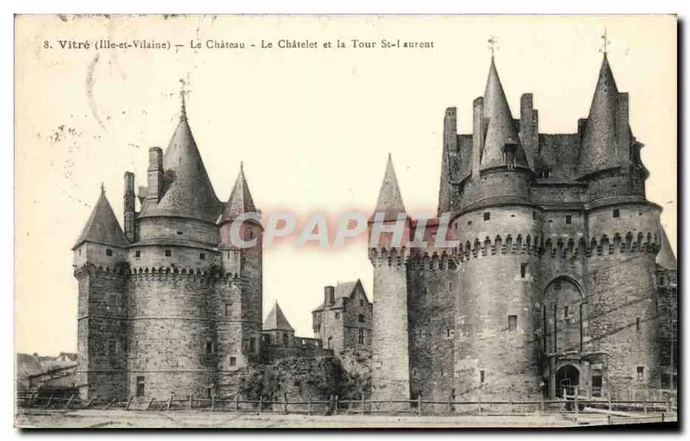 Vitré (Ille-et-Vilaine) — Das Schloss, Das Châtelet und die Tour Saint-Laurent — Verlag Künstler Morvar, Rep. Int. - Vorderseite