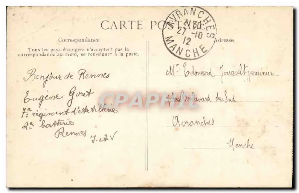 Rennes — O Liceu — Fachada — Editor La Bretagne, n° 1621 - Verso