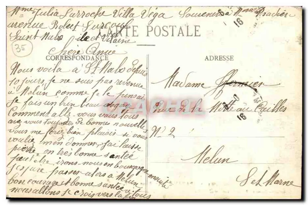 Paramé - Os Banhos - Costa da Esmeralda — G.F. - n°3522 - Verso