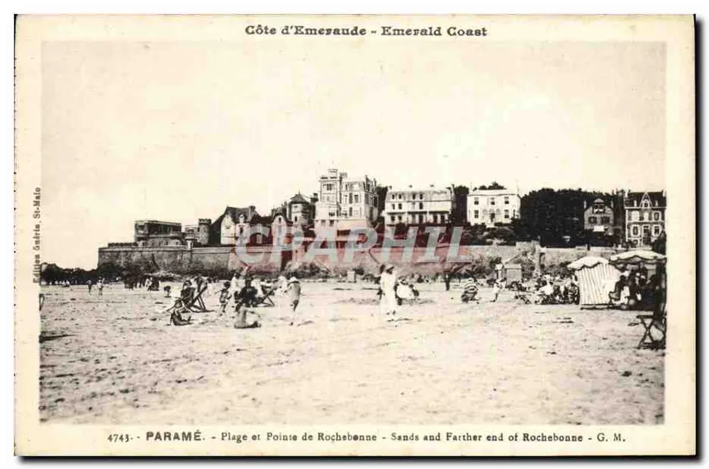Paramé - Praia e Ponta de Rochebonne — Editor G. M. n° 4743 - Frente