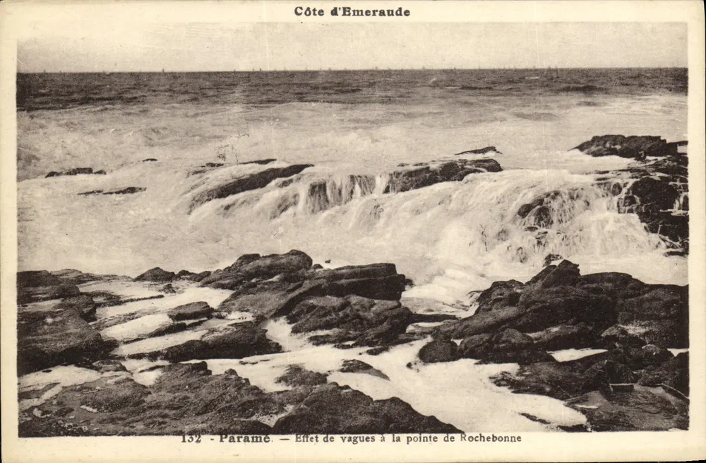 Côte d'Émeraude — Effetto delle onde alla punta di Rochebonne — Laurent-Né Raoune, n. 132 - Recto