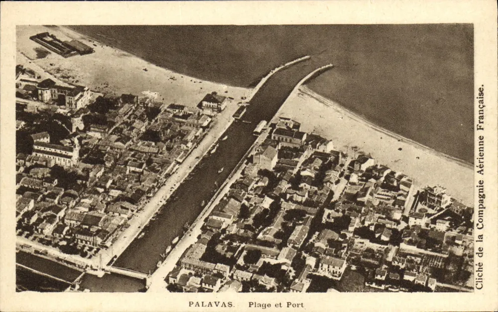 Palavas — Praia e Porto — Cliché da Compagnie Aérienne Française - Frente