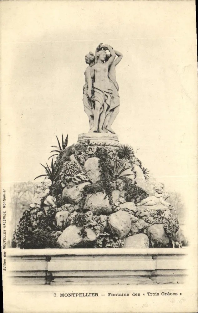Montpellier — Fontaine des « Trois Grâces » — Édition des NOUVELLES GALERIES, Montpellier - Frente