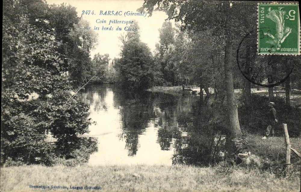 BARSAC (Gironde) — Canto pitoresco às margens do Giron — Bromotype Gautreau, Langon (Gironde) - Frente