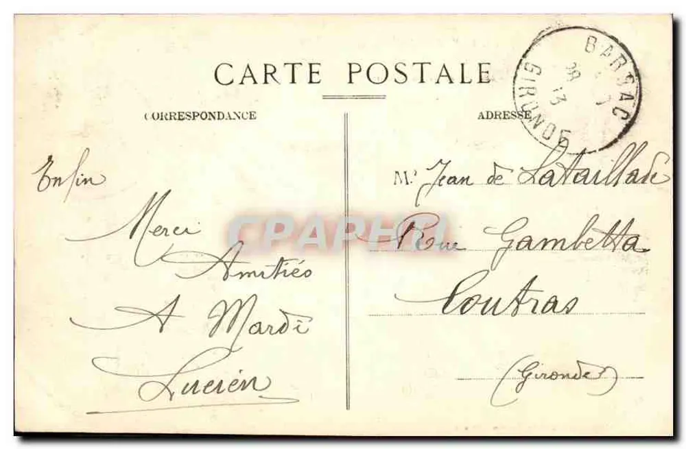 BARSAC (Gironde) — Canto pitoresco às margens do Giron — Bromotype Gautreau, Langon (Gironde) - Verso