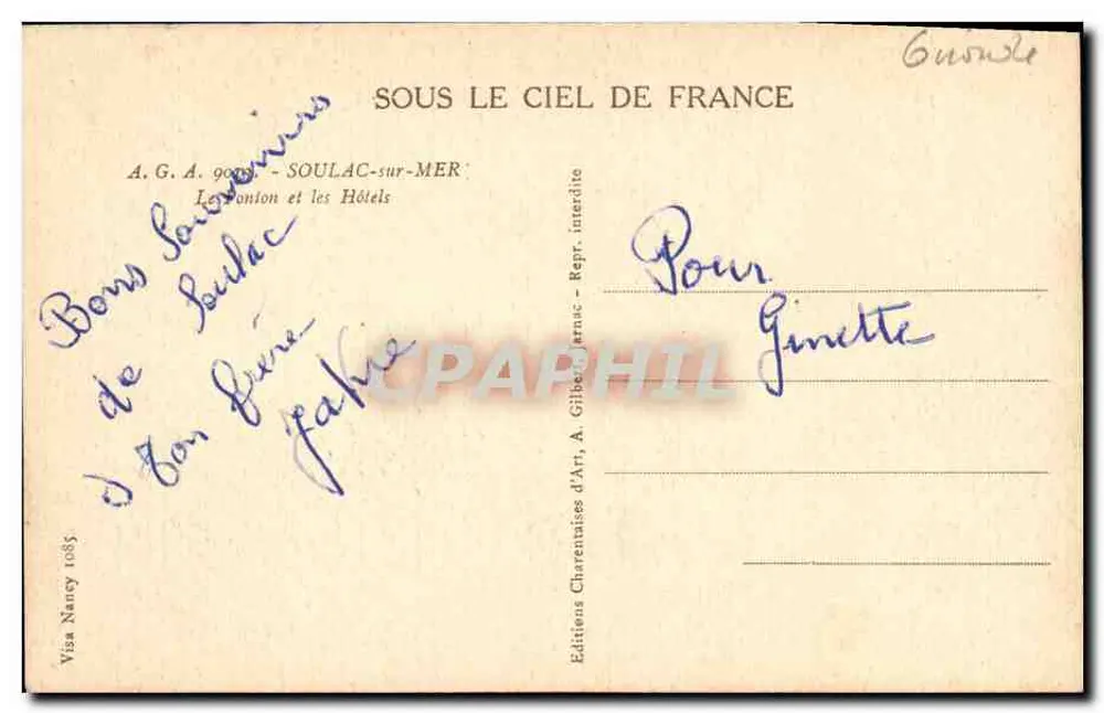 Soulac-sur-Mer — Die Hotels und die Strand — Éditions A. Gilber Jarnac - Rückseite