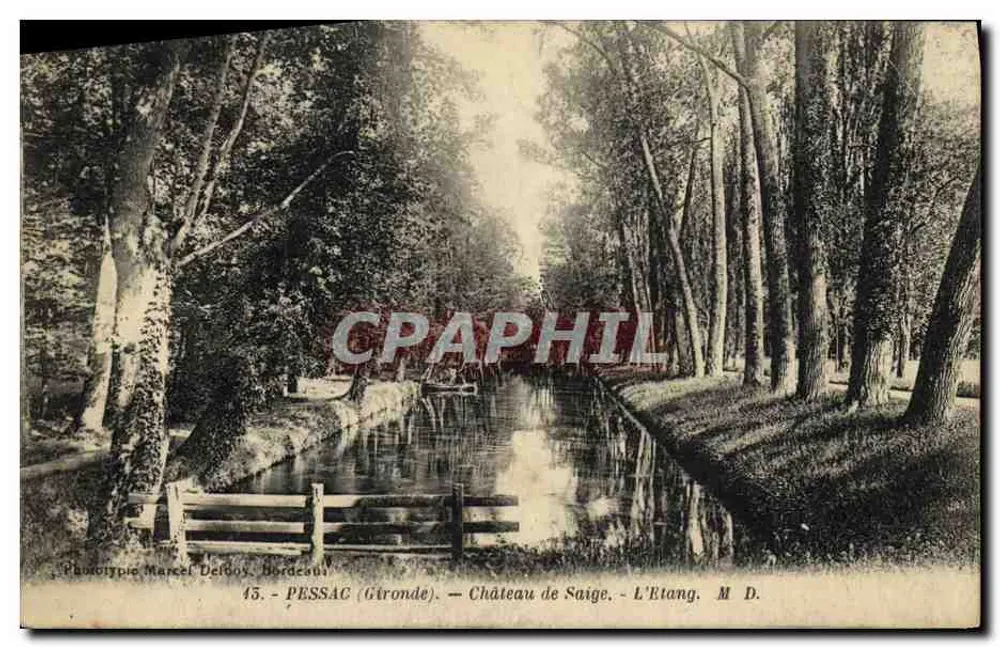 Pessac (Gironde) — Kasteel van Saige - L'Étang — Fototypie Marcel Delboy, Bordeaux - Voorkant