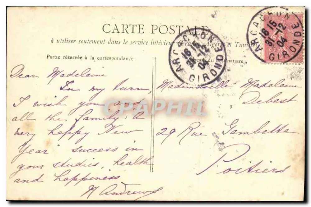ARCACHON - La sera sul bacino — Mlle J. L. Fot. (deposito) N. 77 - Verso