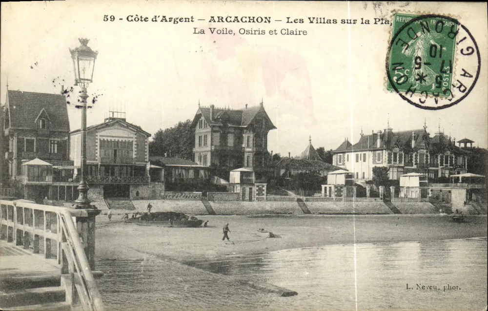 Arcachon — Die Villen am Strand, La Voile, Osiris und Claire — L. Nereu, phot. - Vorderseite