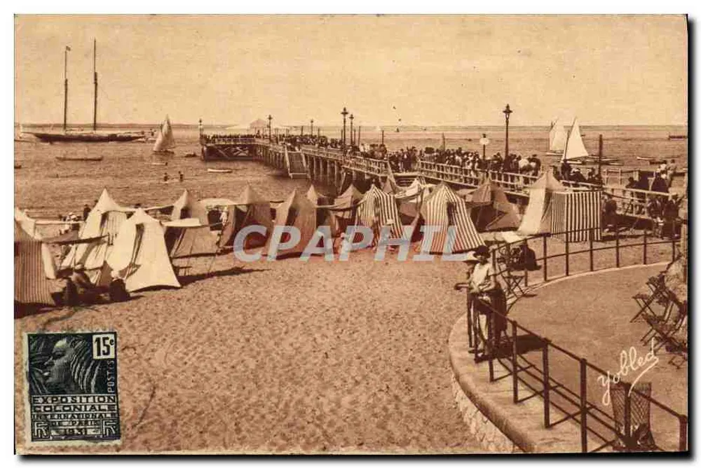Arcachon — A Grande Dique e a Paga — Fototipia Marcel Delbouy, Bordeaux - Frente