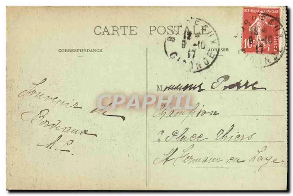 Bordeaux - Place und Porte de Bourgogne und Flèche Saint-Michel — Marcel Delboy, phototypie, Bordeaux, n°64 - Rückseite