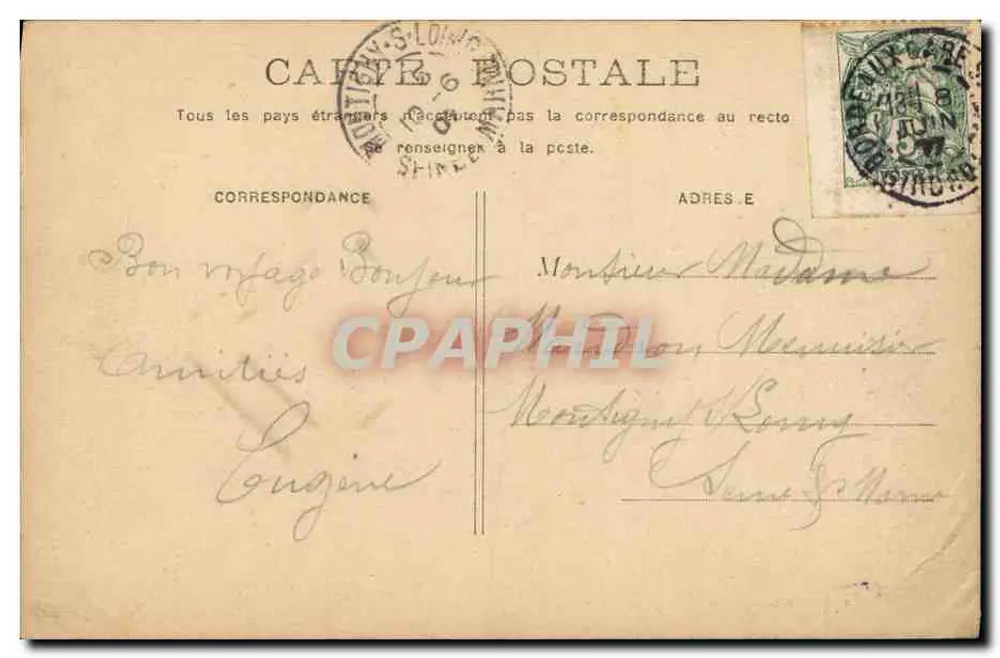 Bordeaux - Cours du Chapeau Rouge - La Bourse — éditeur imprimeur non visible, n° 28 - Verso