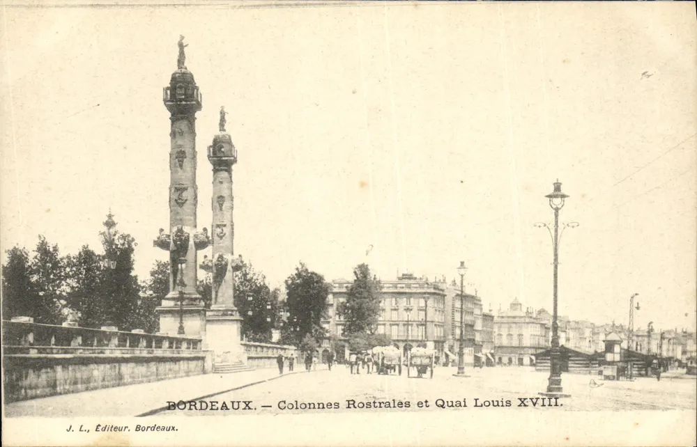 Bordeaux — Rostralkolonnaden und Quai Louis XVIII — J. L., Verlag, Bordeaux - Vorderseite
