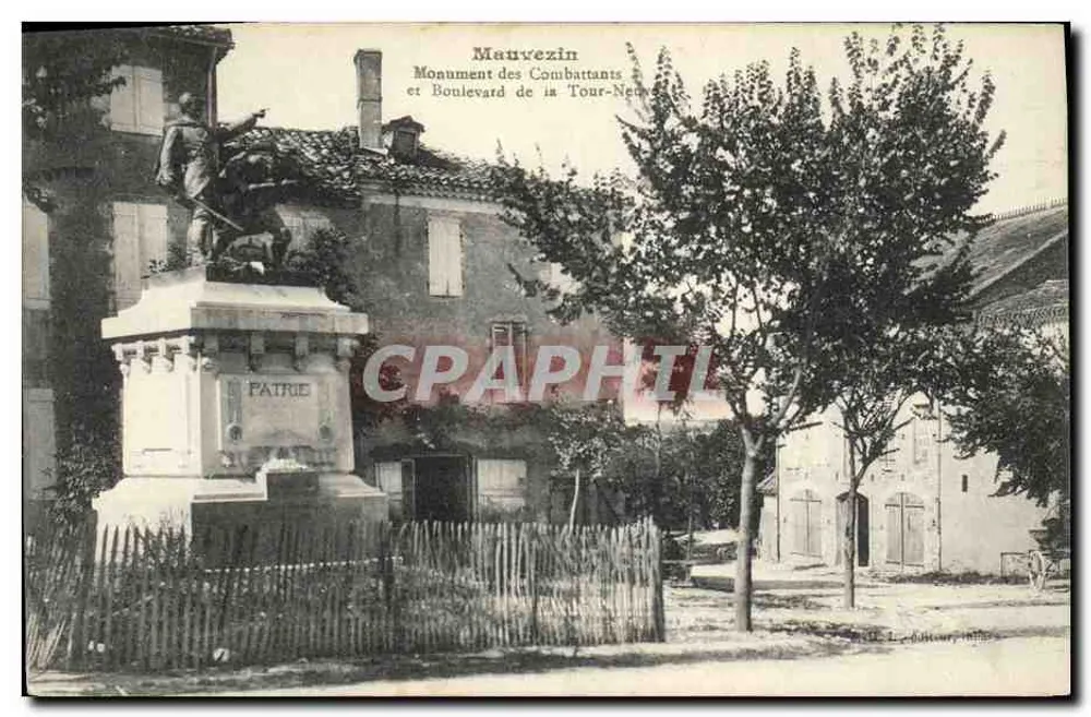 Mauvezin — Denkmal der Soldaten und Boulevard de la Tour-Neuve — L. Lefebvre, Drucker - Vorderseite