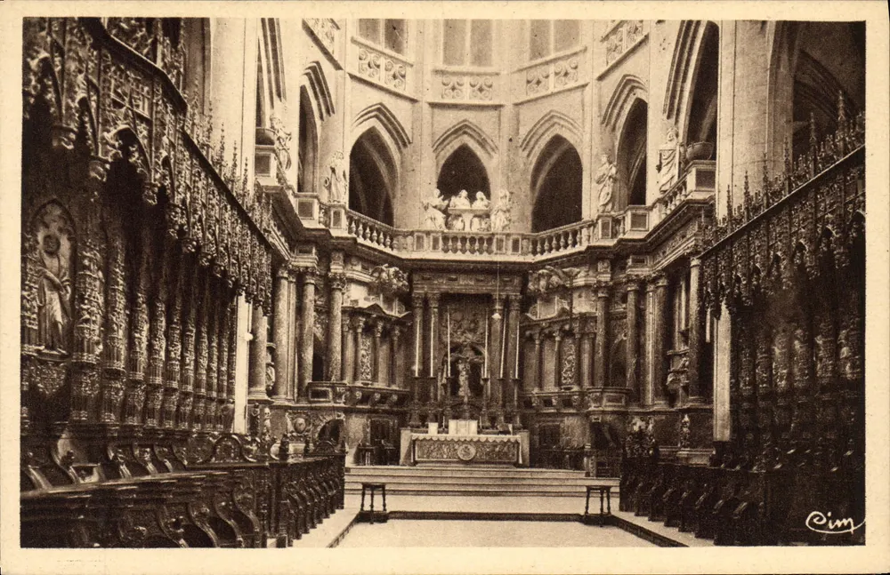Auch (Gers) — Basílica de Santa Maria — O Coro — Héliogravure C. Macon - Frente