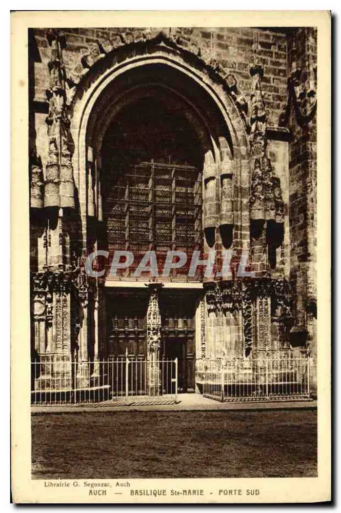 Auch — Basílica de Santa Maria — Porta Sul — Livraria G. Segonzac, Auch - Frente