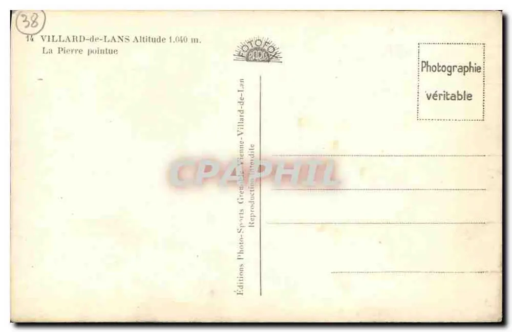 La Pierre Pointue — Villard-de-Lans — Edições Vienne-Villard-de-Lans - Verso