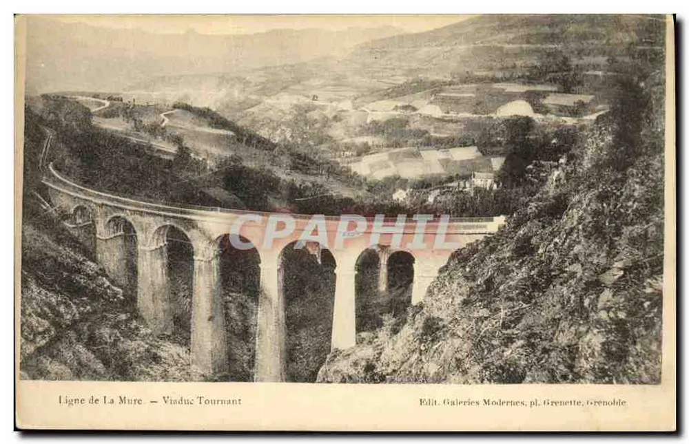 Línea de La Mure — Viaducto Tournant — Edit. Galeries Modernes, pl. Grenette, Grenoble - Anverso