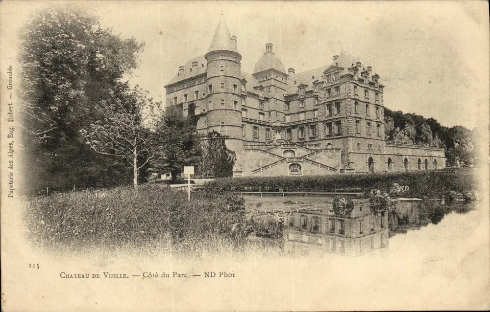 Castelo de Vizille — Lado do Parque — Papeterie des Alpes, Eug. Robert, Grenoble - Frente