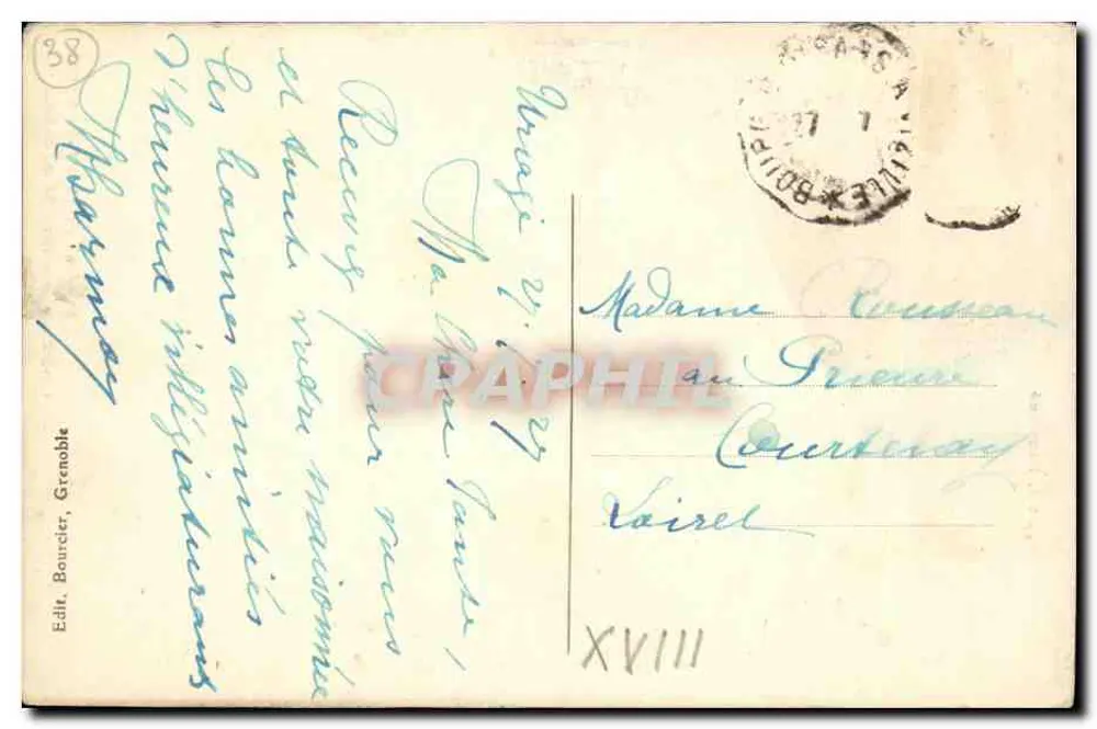 Cascata da Oursière — Dauphiné — Ed. Bourdier, Grenoble, n° 548 - Verso