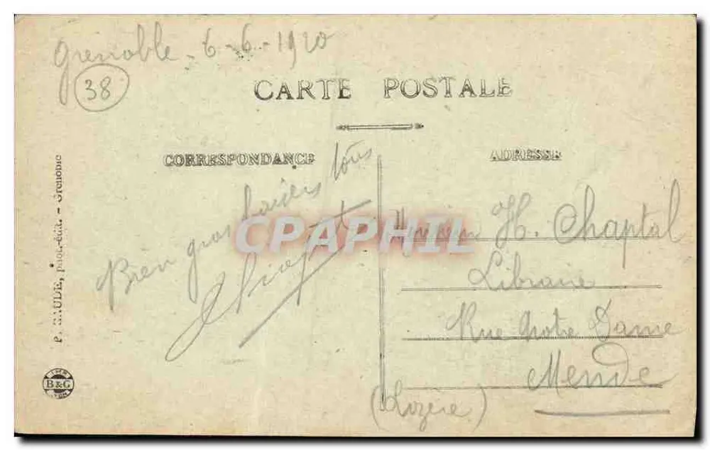 Grenoble — Place de la Bastille und Cours St-André — P. CAUDE, n°409 - Rückseite