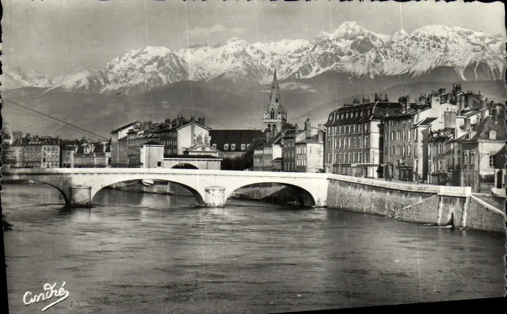 Grenoble — Pont de l'Hôpital und die Alpen — Edition d'Art André, Grenoble - Vorderseite