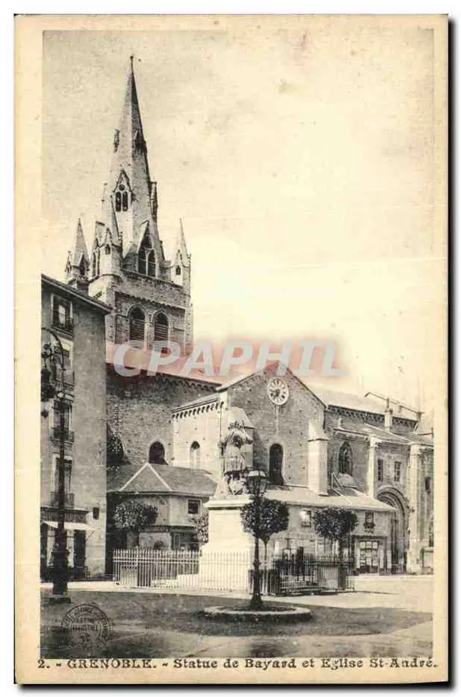 Grenoble — Estátua de Bayard e Igreja de São André — n°2 - Frente