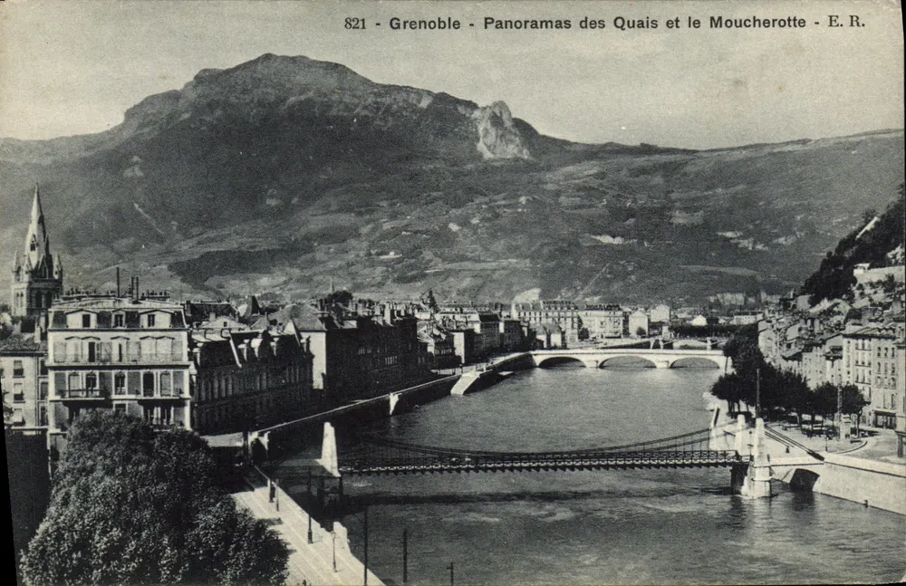 Grenoble - Panoramablick auf die Quais und den Mont Moucherotte - E.R. - Vorderseite