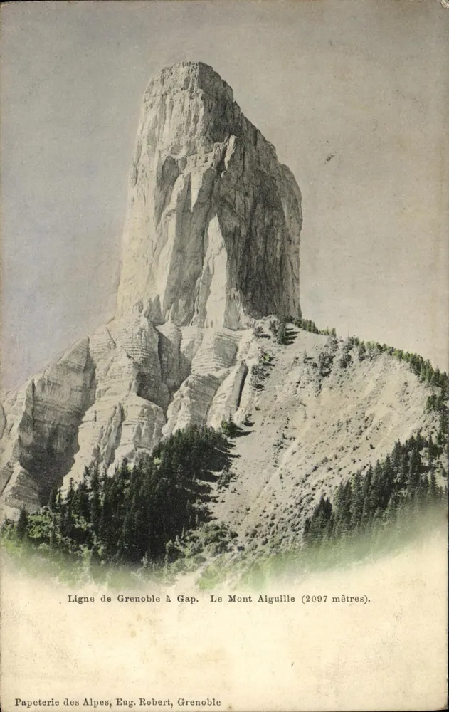 Mont Aiguille — vista do cume (2097 metros) — Papeterie des Alpes, Eug. Robert, Grenoble - Frente