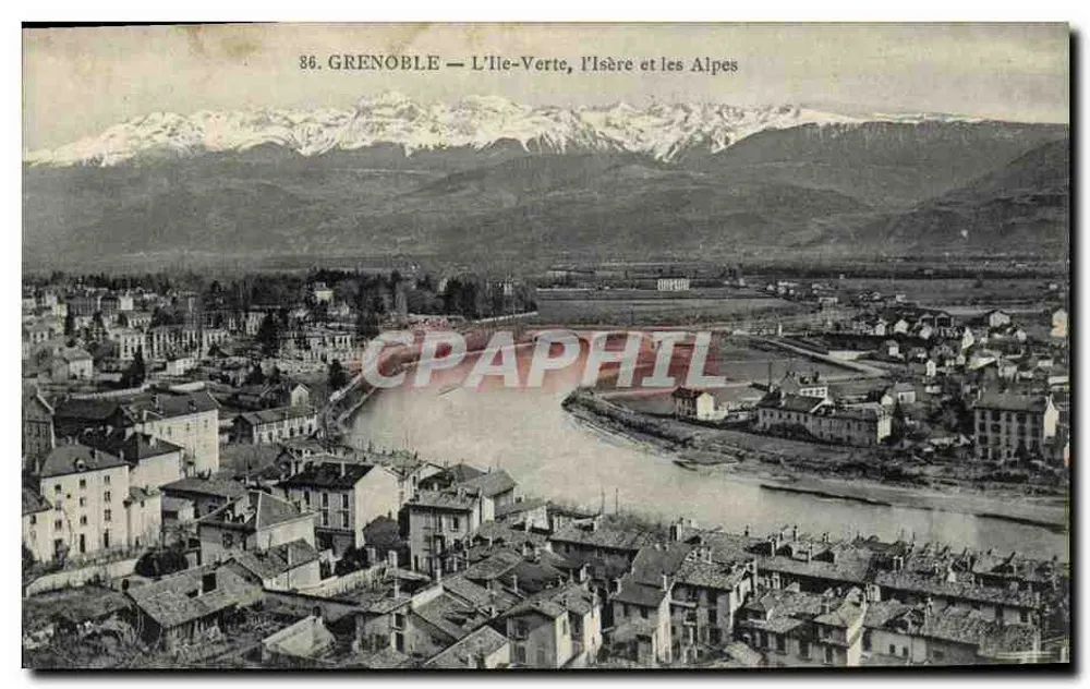 Grenoble — L'Île-Verte, die Isère und die Alpen — Verlag: C. BOURG - Vorderseite