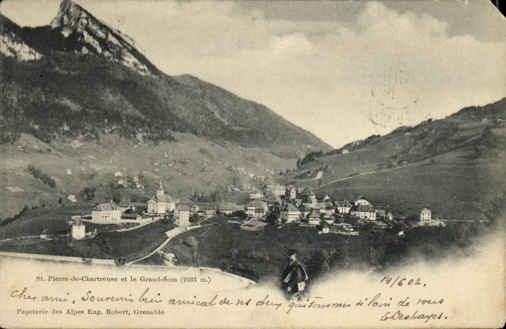 St. Pierre-de-Chartreuse e o Grand-Som (2033 m.) — Papeterie des Alpes Eug. Robert, Grenoble — n° 14/602 - Frente