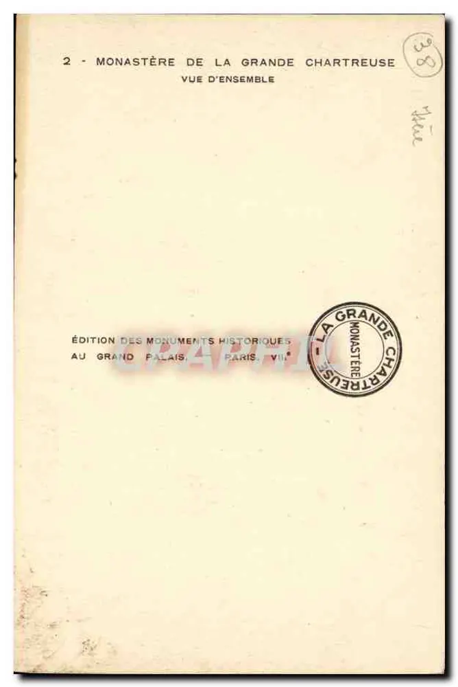 Klooster van de Grande Chartreuse — Algemene uitzicht — Uitgave van de Historische Monumenten, Parijs - Achterkant
